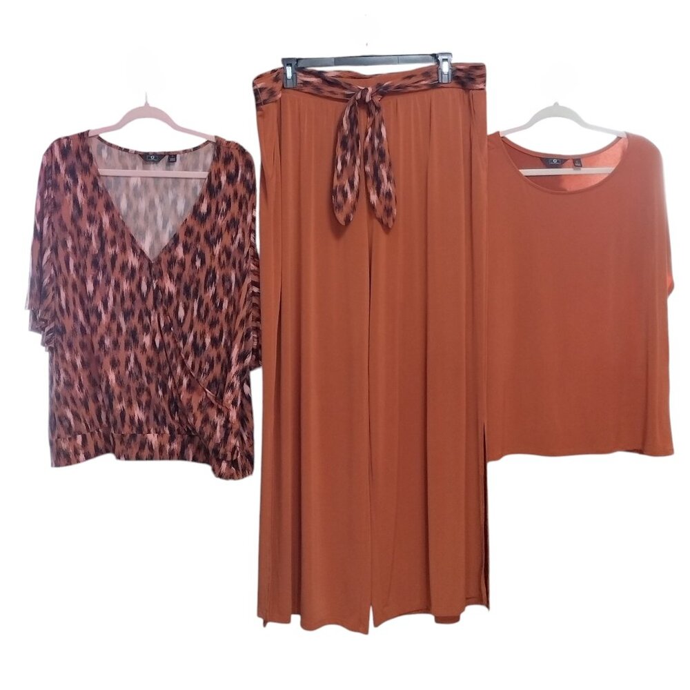 G by Giuliana 3-pc Belted Pant Set, Size 2X, (Rust, Brown, Black, Pink)
